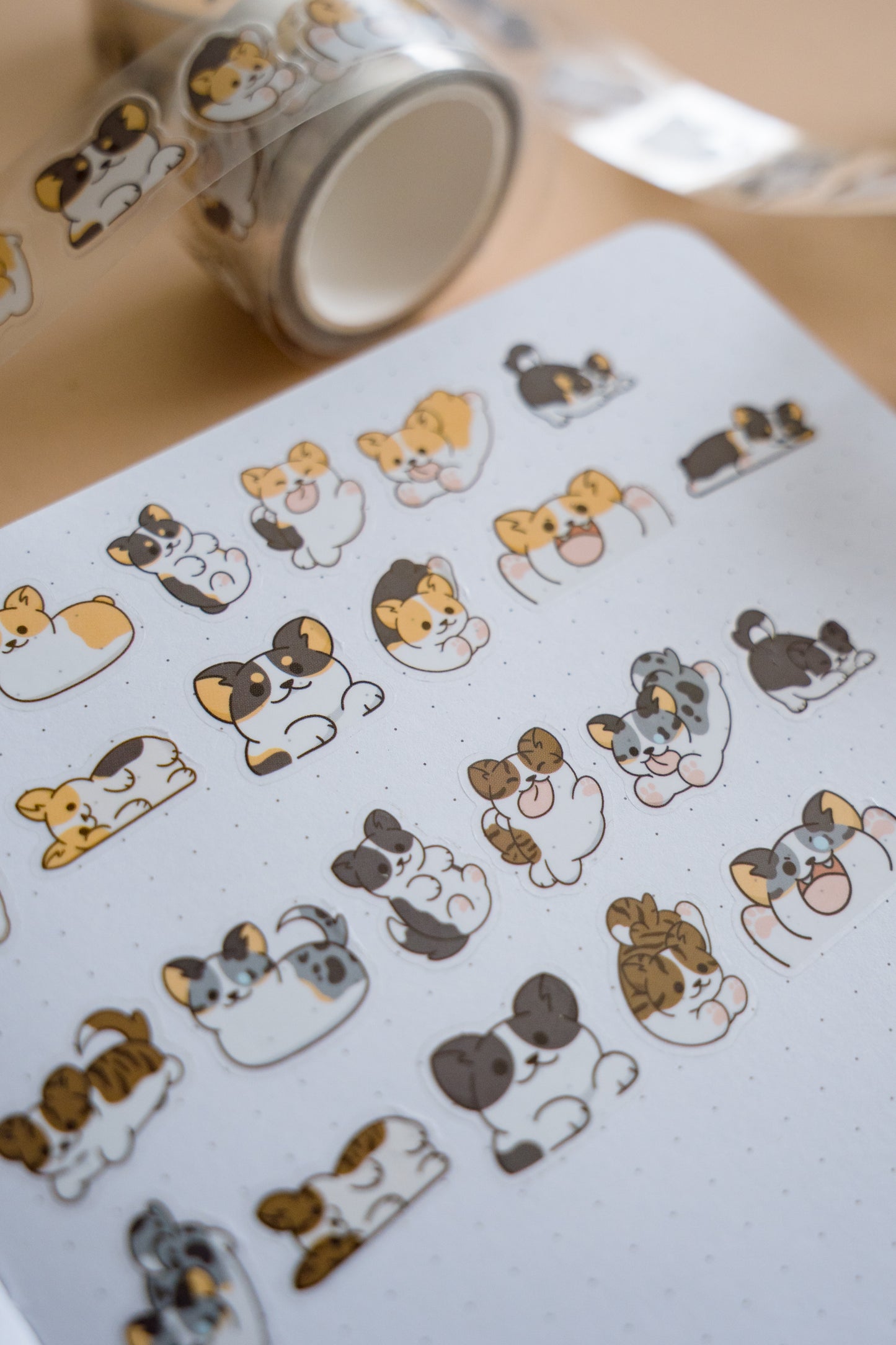 Pembroke/Cardigan Welsh Corgis Transparent Sticker Roll