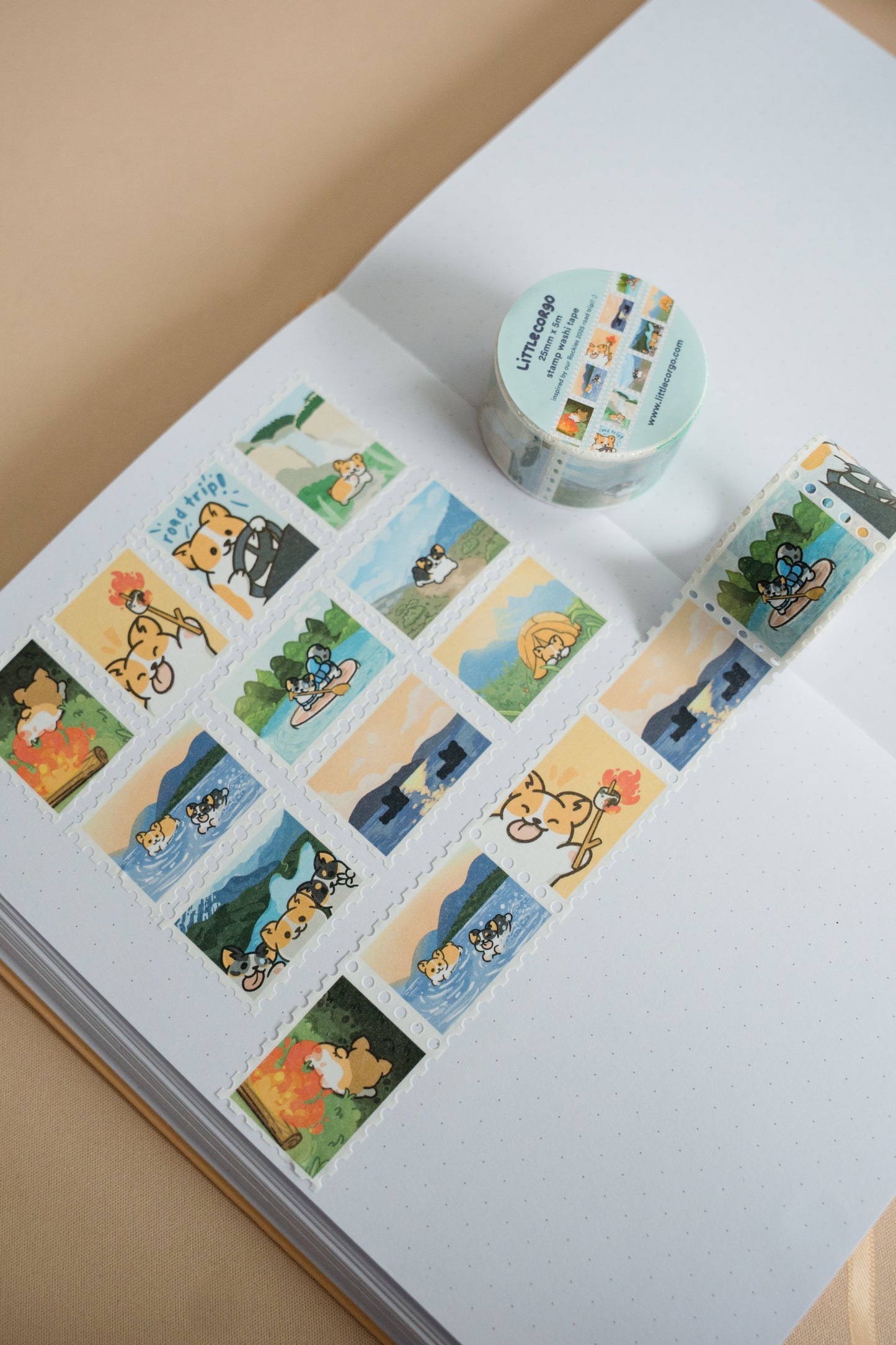 Adventure Corgis Stamp Washi Tape