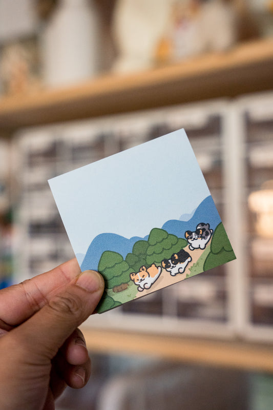 Hiking Corgi Sticky Notes