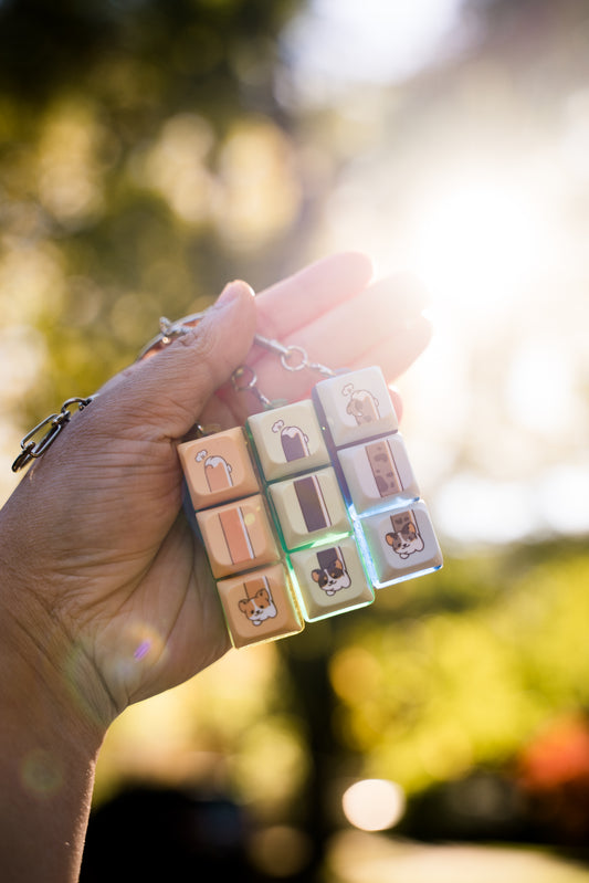 Long Corgi Three Keycap RGB Fidget Keychain