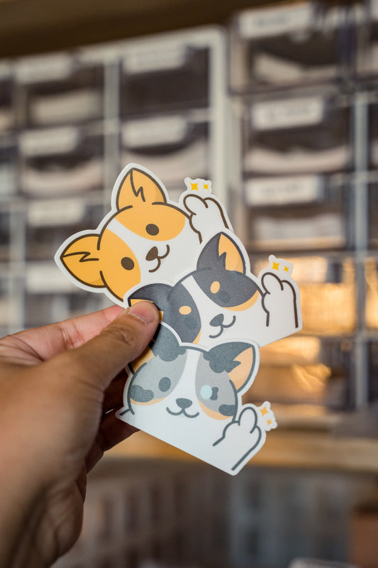 Furk You Middle Finger Corgi Vinyl Sticker
