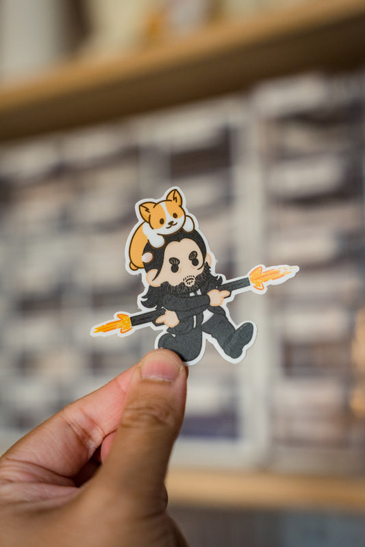 John and a Corgi Vinyl Sticker