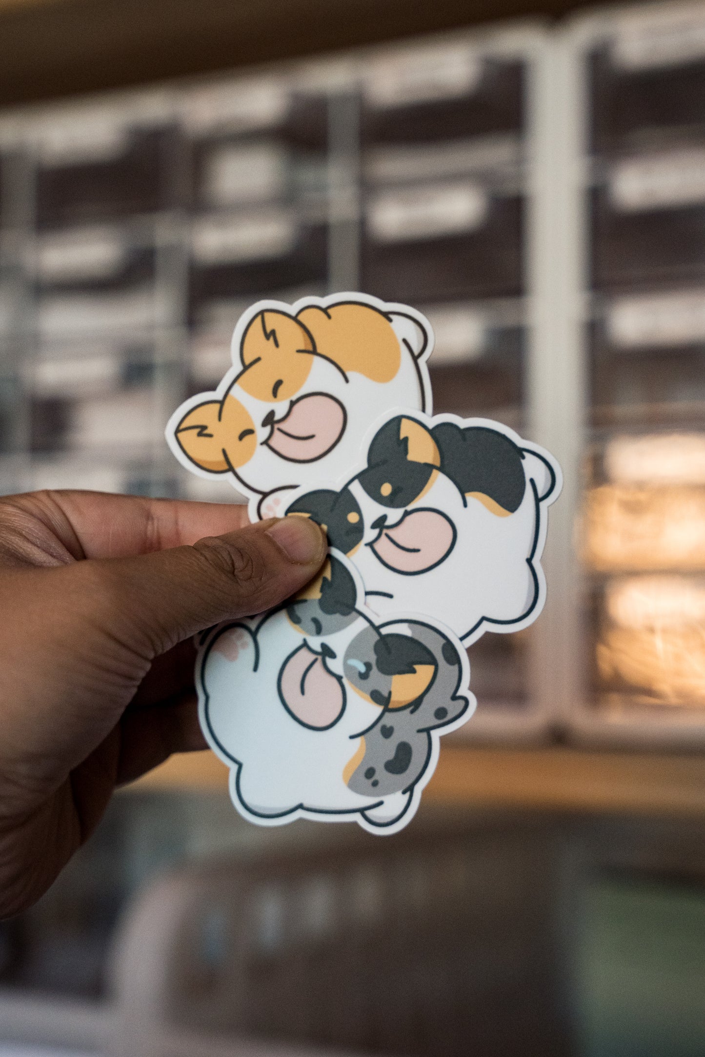 Waving Hello Corgi Vinyl Sticker