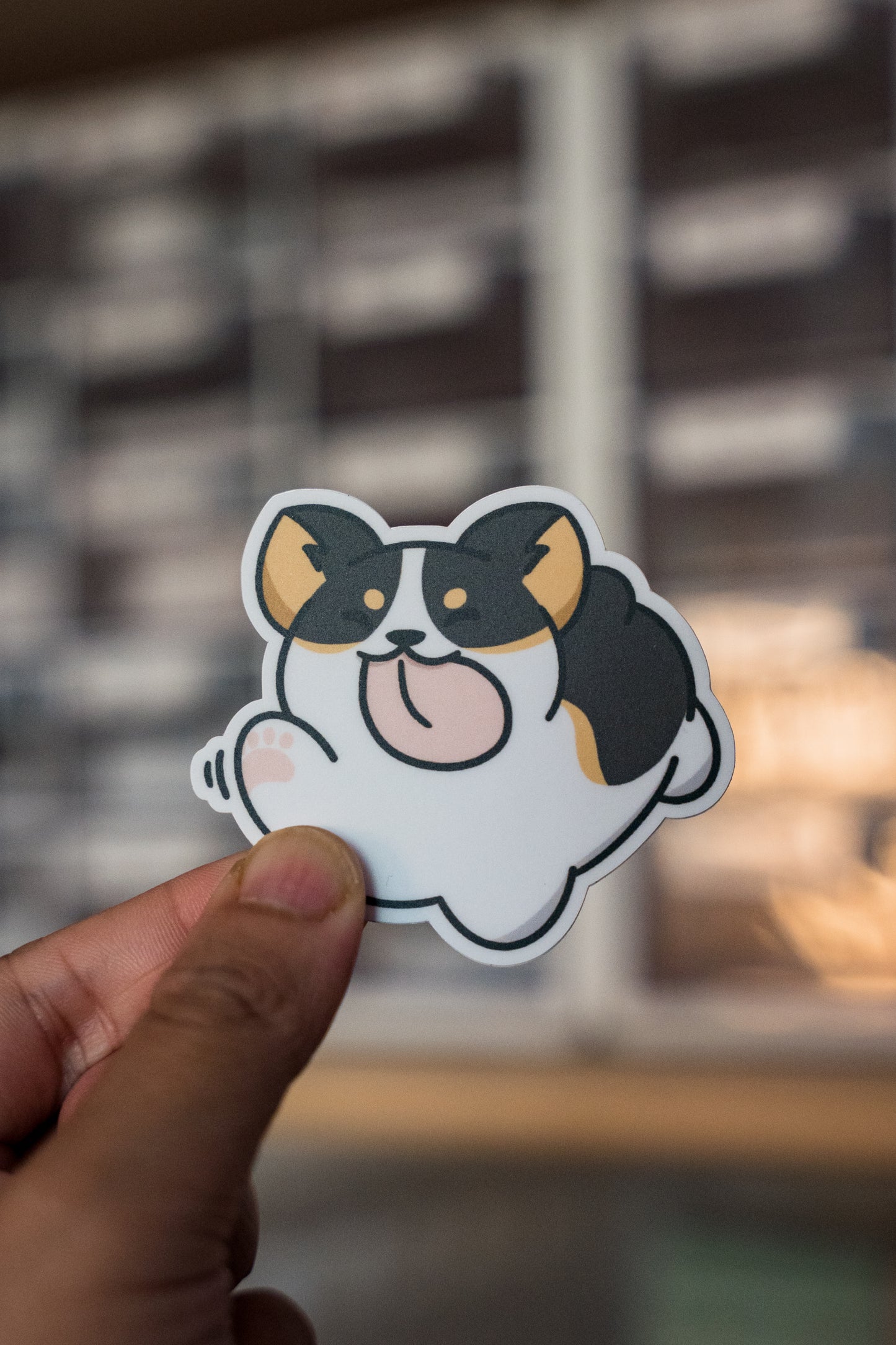 Waving Hello Corgi Vinyl Sticker