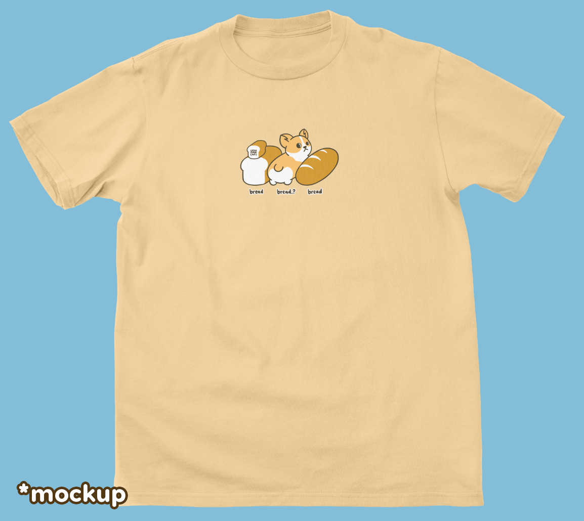 Corgi Bread Loaf Yellow Cotton T-Shirt