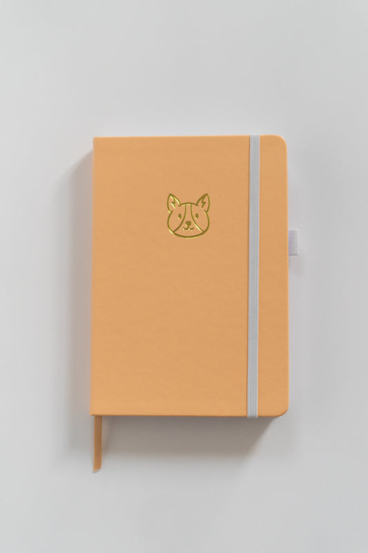 Pastel Yellow Dotted A5 Corgi Bullet Journal Notebook with 180GSM Paper