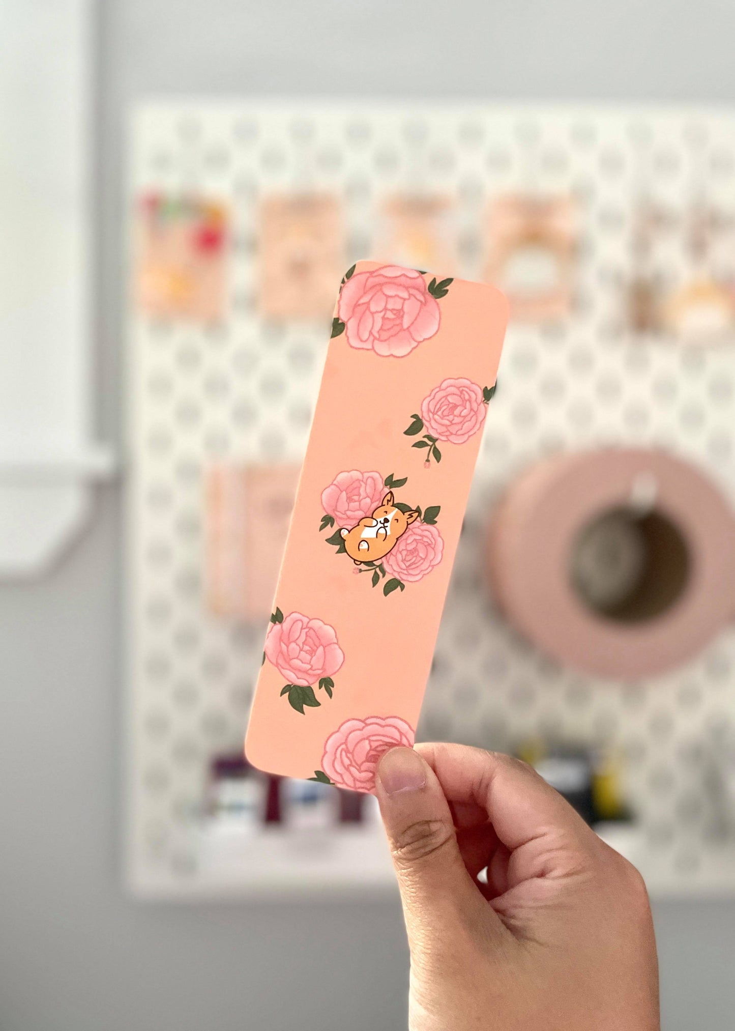 Mango the Corgo Peony Bookmark