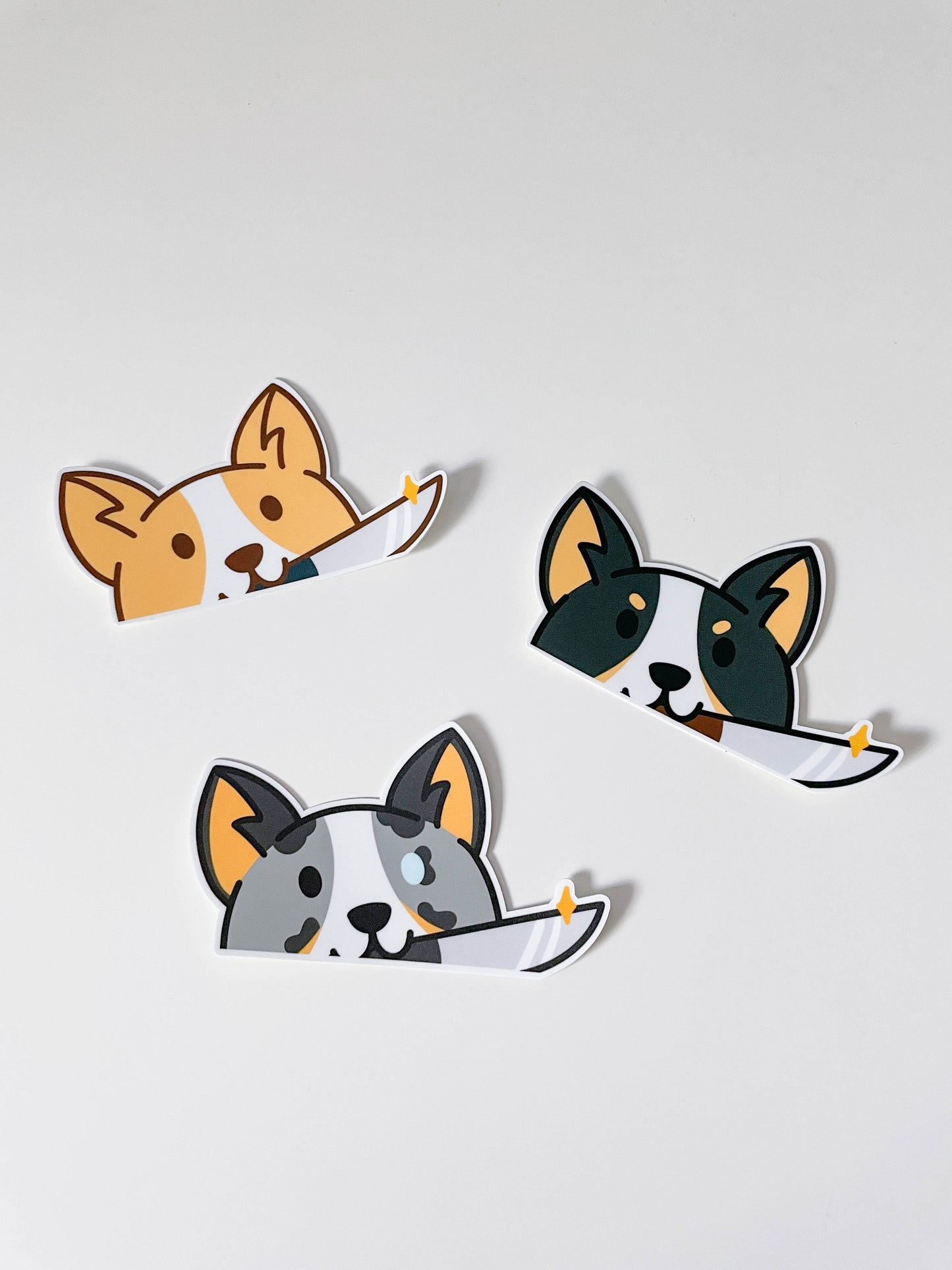 Corgi Knife Peeker Vinyl Sticker