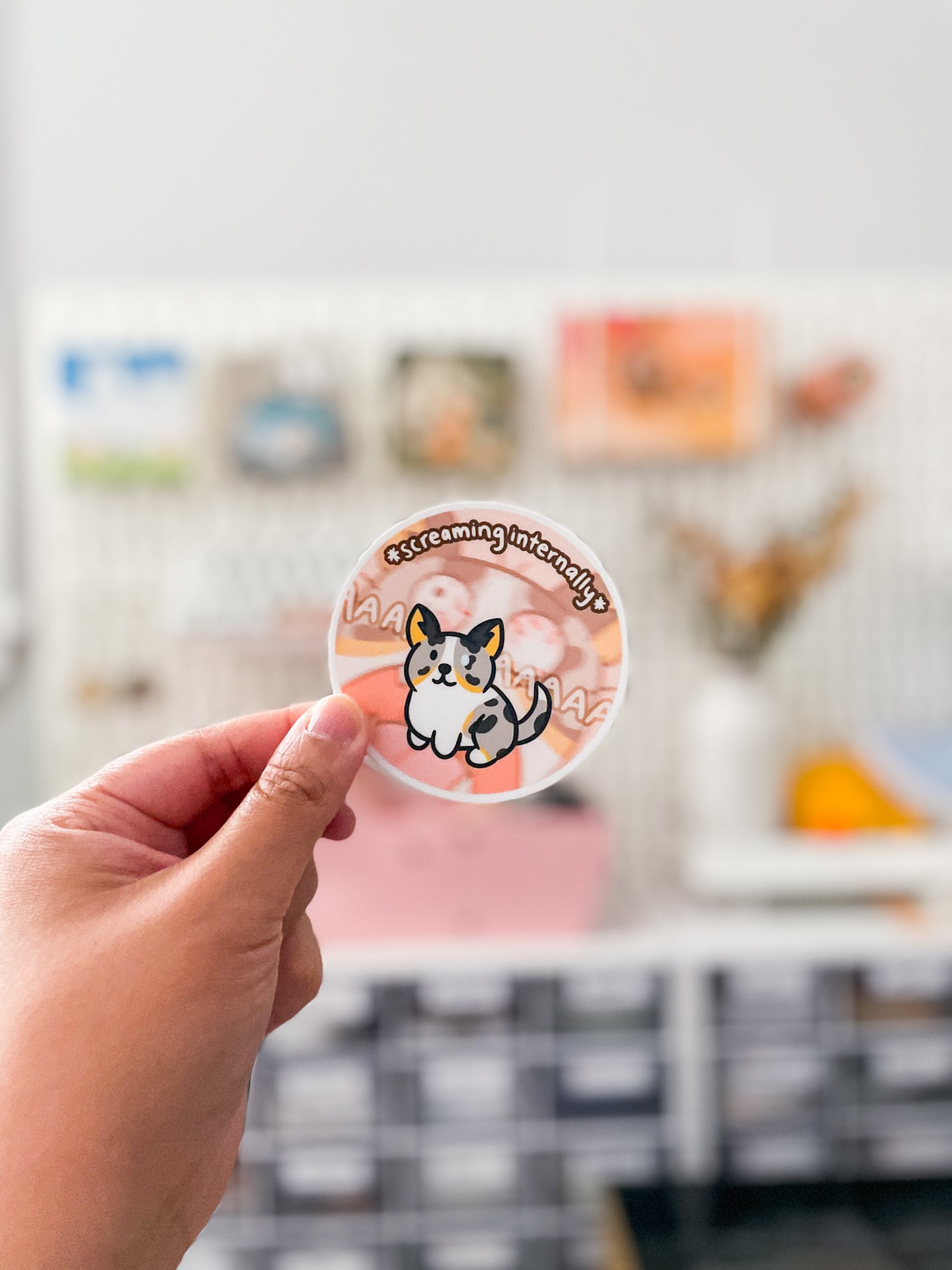 SCREAMING INTERNALLY Corgi Vinyl Sticker